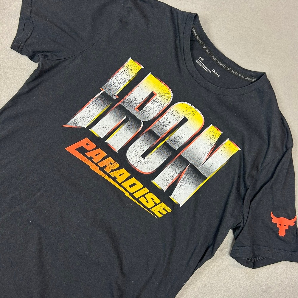 Under Armour T-Shirt Project Rock Iron Paradise Men Large Black